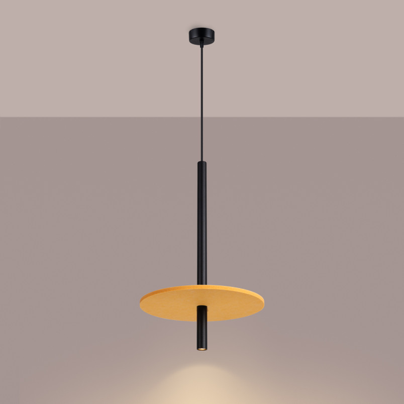 Lampa wisząca Feltro Sollux | Tuba z filcem | Czarna/Żółta