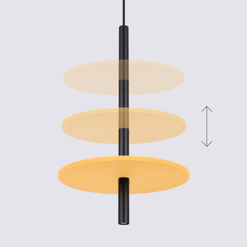 Lampa wisząca Feltro Sollux | Tuba z filcem | Czarna/Żółta