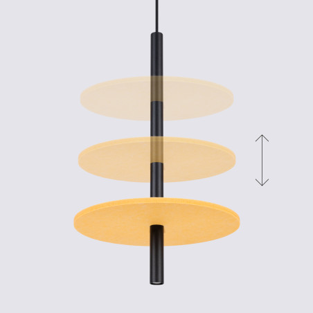 Lampa wisząca Feltro Sollux | Tuba z filcem | Czarna/Żółta
