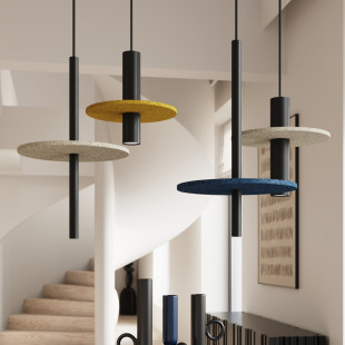 Lampa wisząca Feltro Sollux | Tuba z filcem | Czarna/Żółta