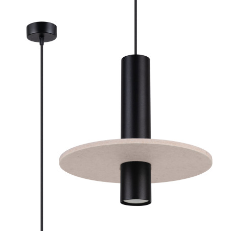 Lampa wisząca tuba Pelta Sollux | Czarna i beżowa | Sklep z lampami