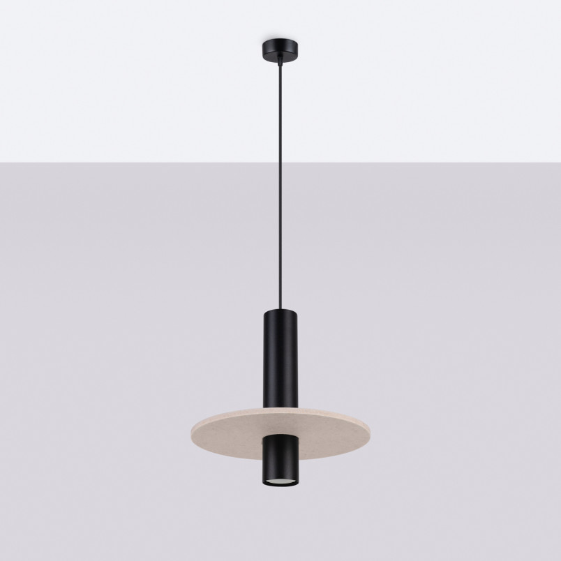 Lampa wisząca tuba Pelta Sollux | Czarna i beżowa | Sklep z lampami