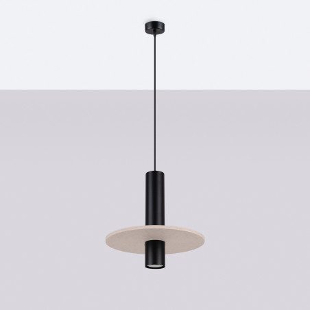 Lampa wisząca tuba Pelta Sollux | Czarna i beżowa | Sklep z lampami
