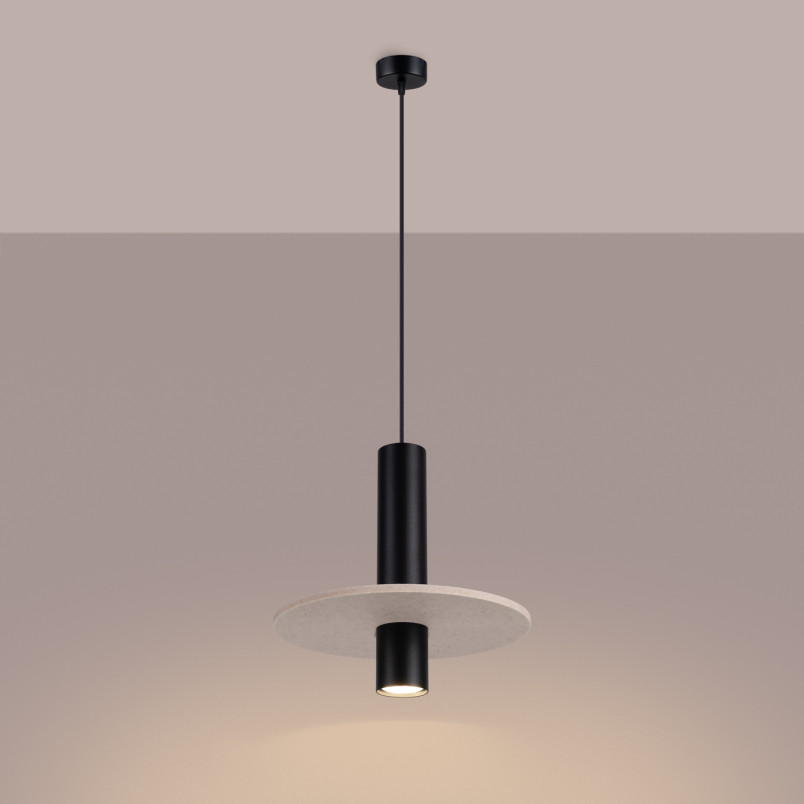 Lampa wisząca tuba Pelta Sollux | Czarna i beżowa | Sklep z lampami