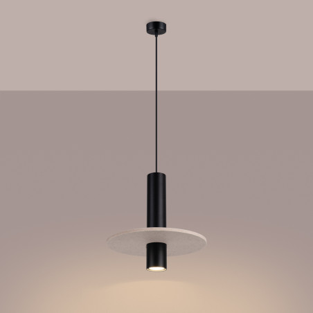 Lampa wisząca tuba Pelta Sollux | Czarna i beżowa | Sklep z lampami