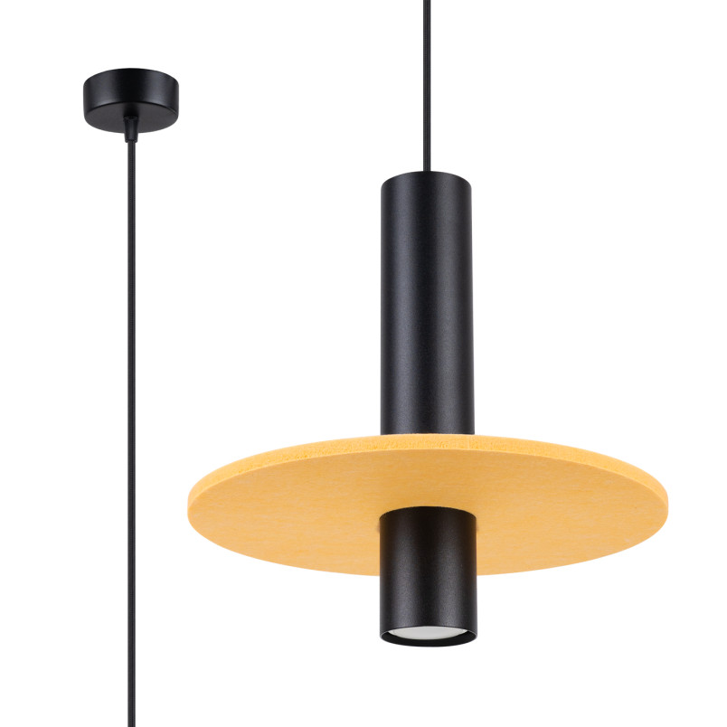 Lampa wisząca tuba Pelta Sollux | Czarna/Żółta, Filc | Sklep z lampami