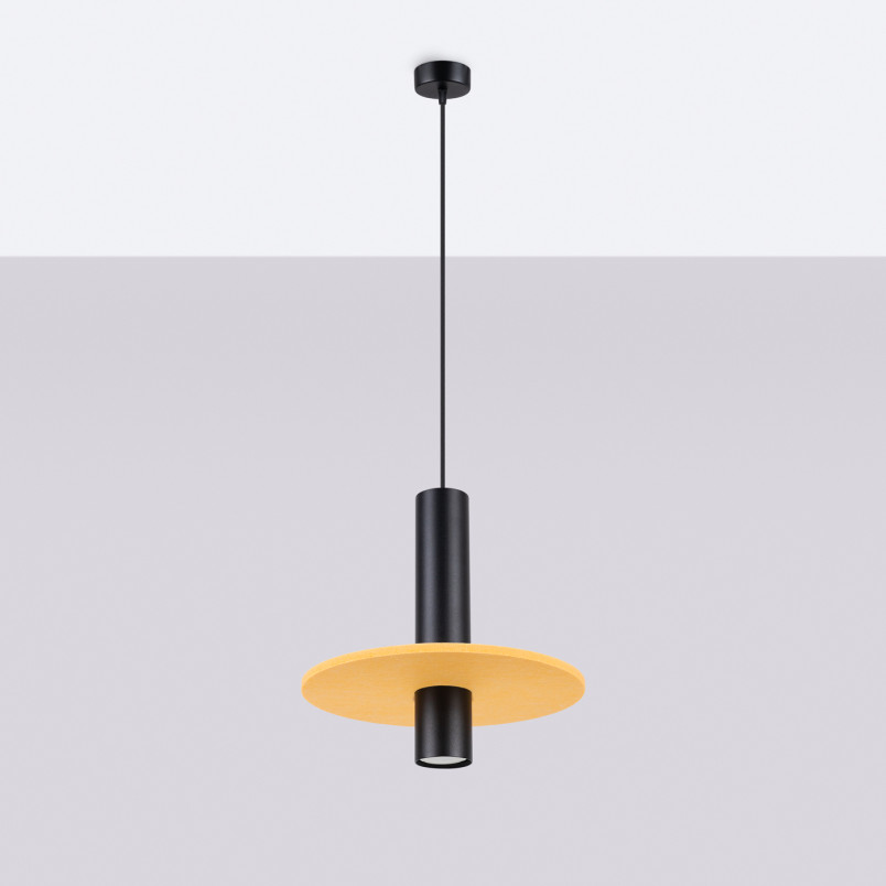 Lampa wisząca tuba Pelta Sollux | Czarna/Żółta, Filc | Sklep z lampami