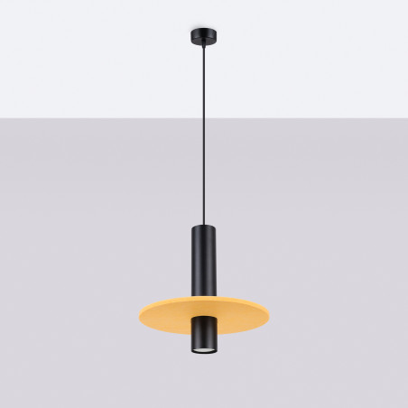 Lampa wisząca tuba Pelta Sollux | Czarna/Żółta, Filc | Sklep z lampami