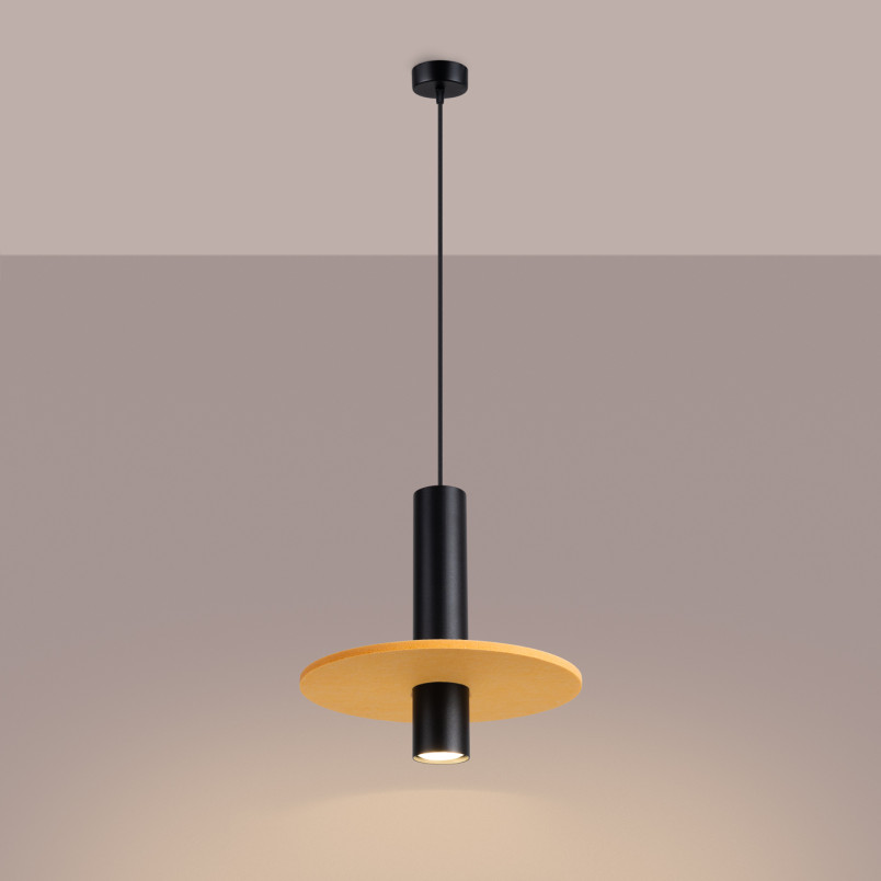 Lampa wisząca tuba Pelta Sollux | Czarna/Żółta, Filc | Sklep z lampami