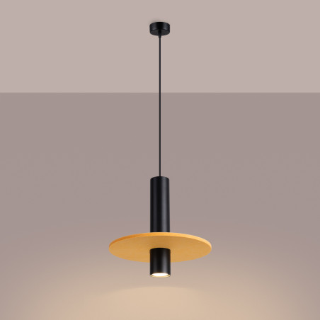 Lampa wisząca tuba Pelta Sollux | Czarna/Żółta, Filc | Sklep z lampami