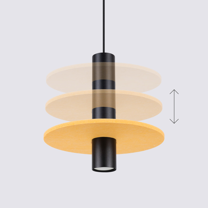 Lampa wisząca tuba Pelta Sollux | Czarna/Żółta, Filc | Sklep z lampami