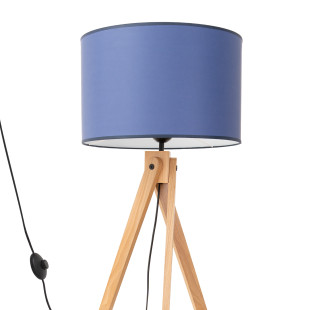Lampa podłogowa Natt Sollux | Granatowa, drewniana, 140cm