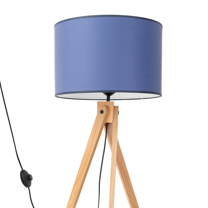 Lampa podłogowa Natt Sollux | Granatowa, drewniana, 140cm