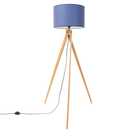 Lampa podłogowa Natt Sollux | Granatowa, drewniana, 140cm