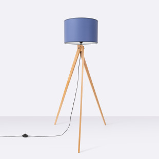 Lampa podłogowa Natt Sollux | Granatowa, drewniana, 140cm