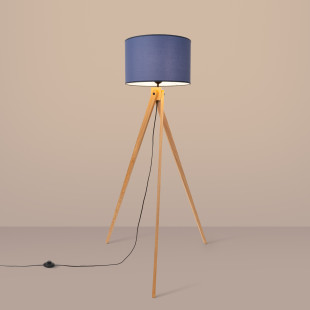 Lampa podłogowa Natt Sollux | Granatowa, drewniana, 140cm