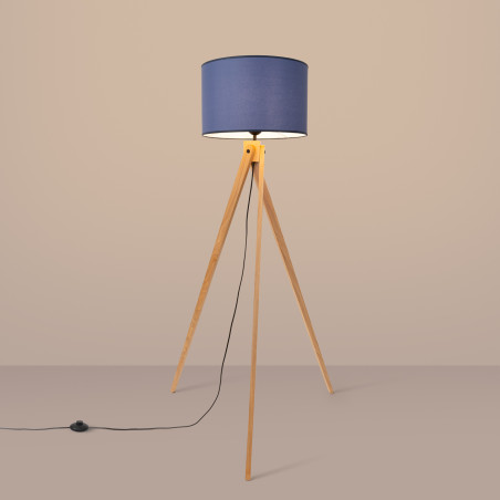 Lampa podłogowa Natt Sollux | Granatowa, drewniana, 140cm