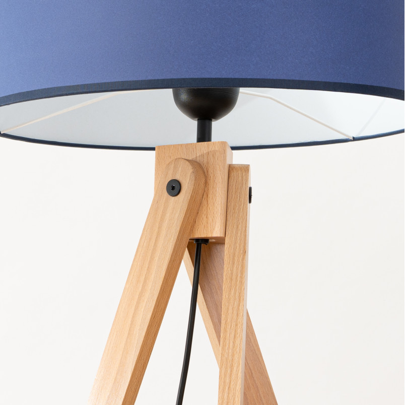 Lampa podłogowa Natt Sollux | Granatowa, drewniana, 140cm
