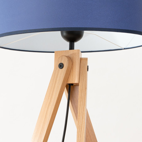 Lampa podłogowa Natt Sollux | Granatowa, drewniana, 140cm