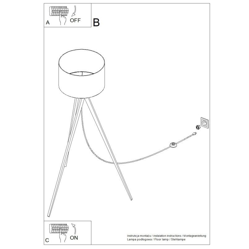 Lampa podłogowa Natt Sollux | Granatowa, drewniana, 140cm