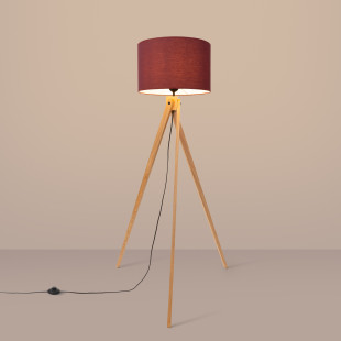 Lampa podłogowa Natt Sollux | Drewniany trójnóg, burgund | Kup online