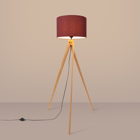 Lampa podłogowa Natt Sollux | Drewniany trójnóg, burgund | Kup online