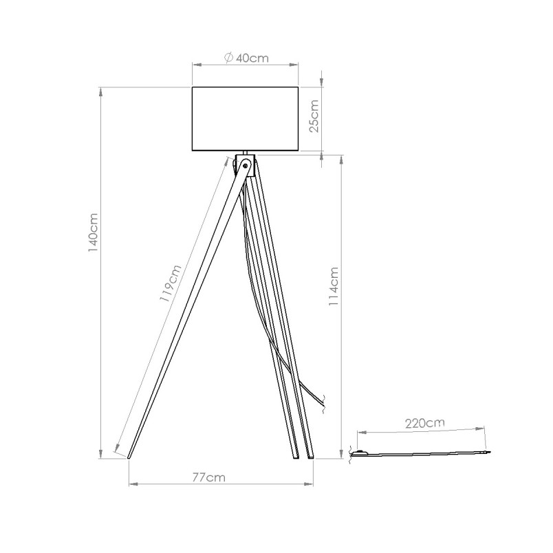 Lampa podłogowa Natt Sollux | Drewniany trójnóg, burgund | Kup online