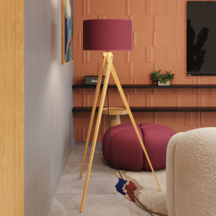 Lampa podłogowa Natt Sollux | Drewniany trójnóg, burgund | Kup online