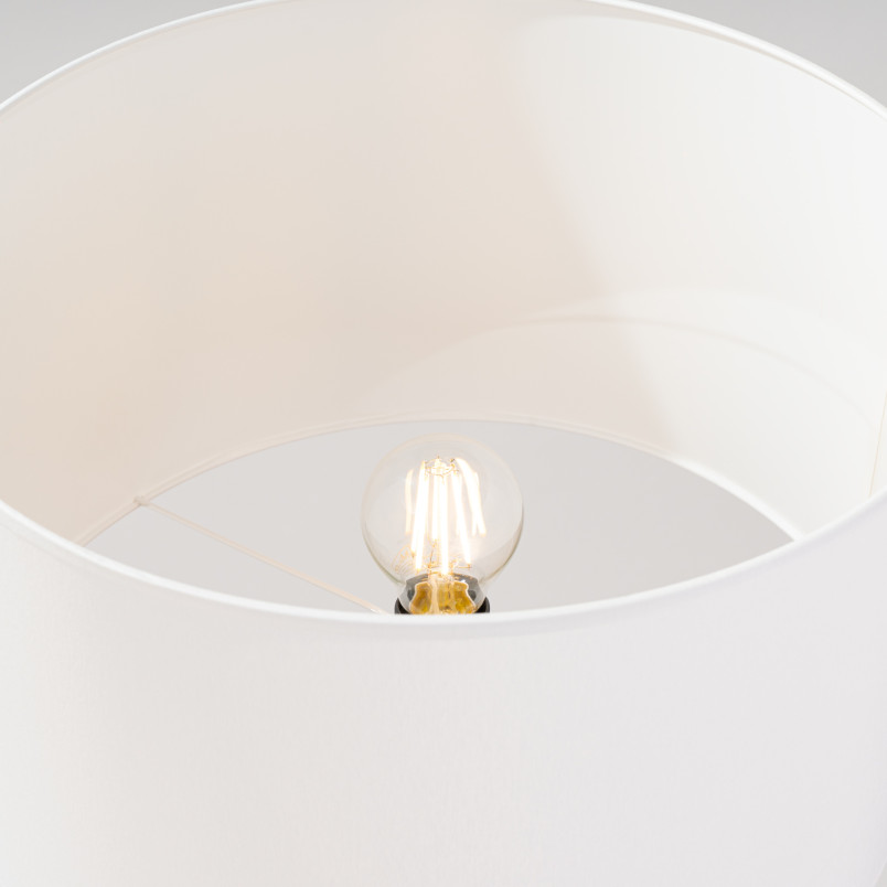 Lampa podłogowa Sollux Natt | Drewniany trójnóg, biały abażur