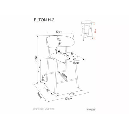 Hoker Elton Signal: Stylowe krzesło barowe beżowe z dębowym stelażem