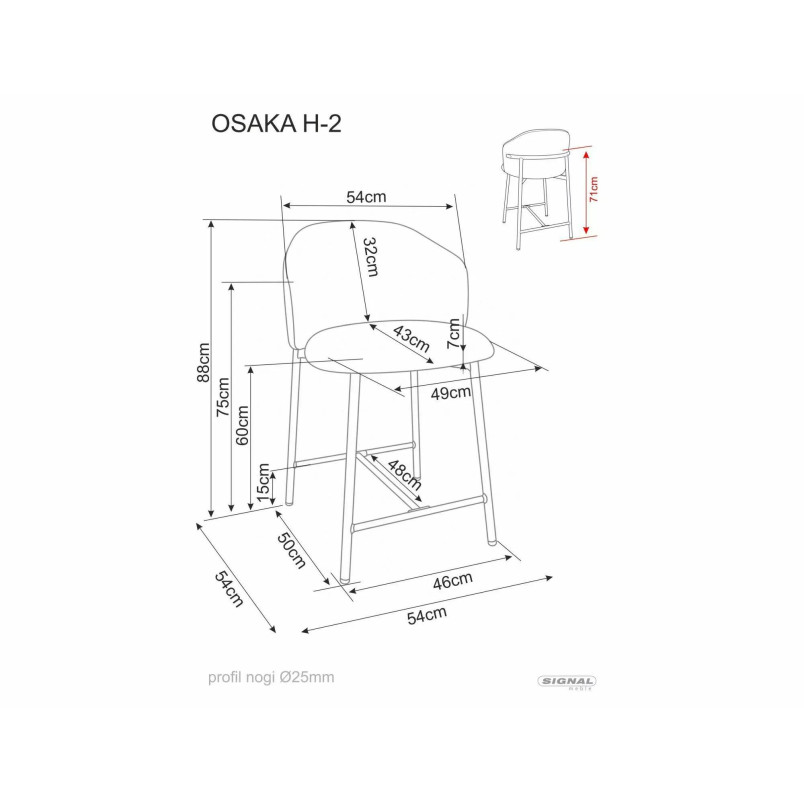 Hoker tapicerowany Osaka szary/czarny Signal | Komfort i styl