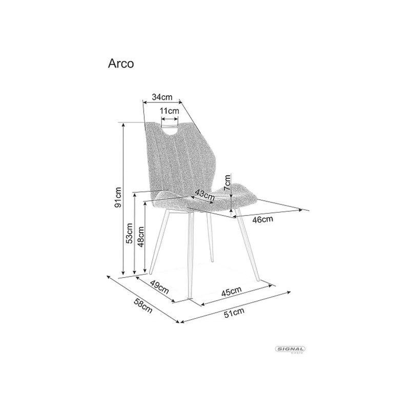 Krzesło tapicerowane Arco Brego szare Signal - Komfort i styl