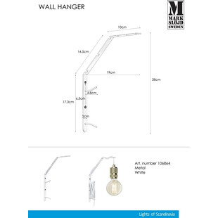 Uchwyt ścienny Wall biały Markslojd | Kinkiet retro