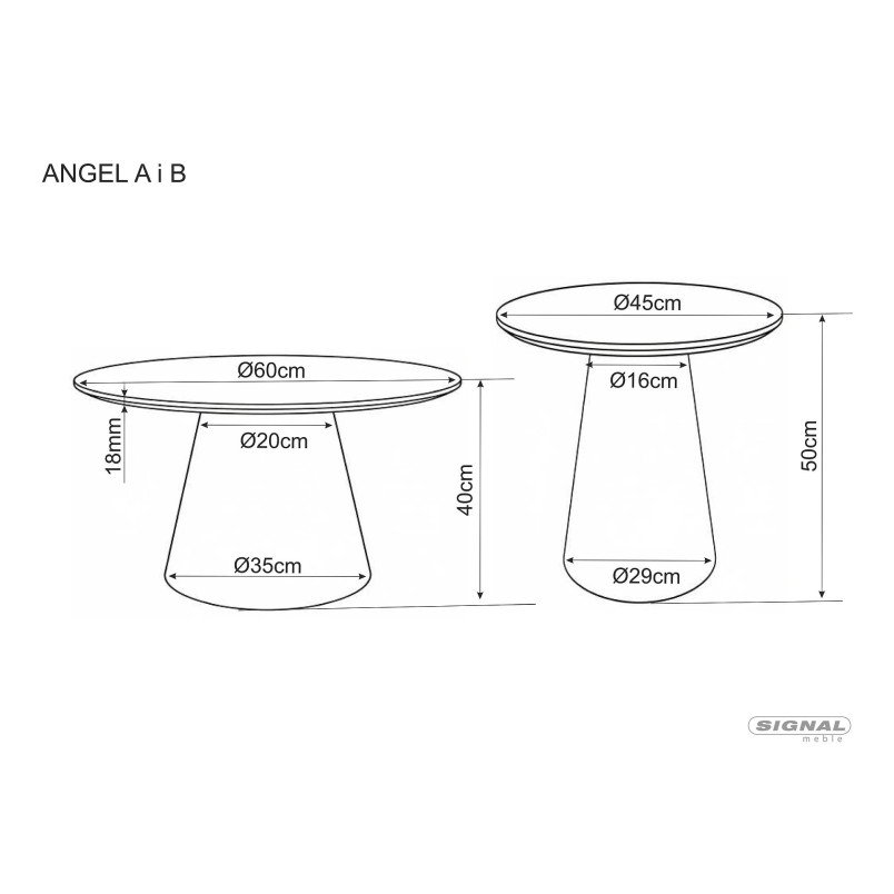 Stolik okrągły Angel fornirowany Signal | 60cm | Orzech