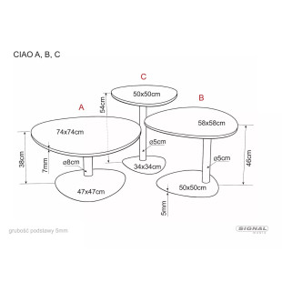 Stolik kawowy Signal Ciao - ceramika, szkło, nowoczesny design
