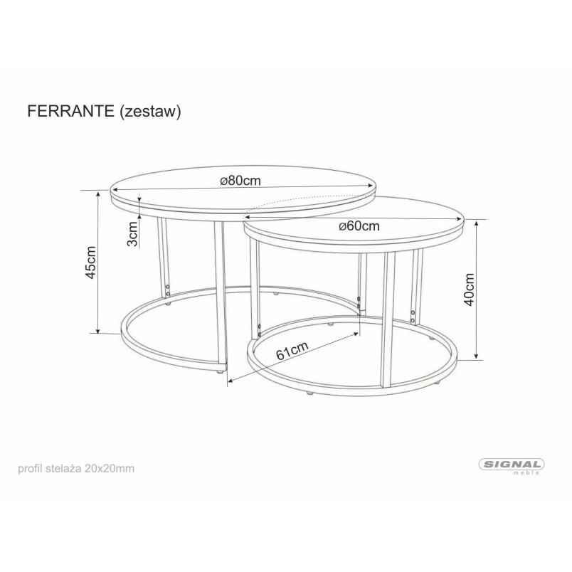 Zestaw stolików Ferrante Signal | Trawertyen/Kaszmir - Elegancki Design