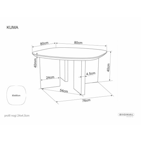 Stolik kwadratowy Kuma Signal | Fornirowany dąb 80x80cm - Kup Teraz!