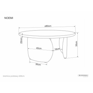Stolik okrągły Noemi Signal 80cm | Japandi, Beż