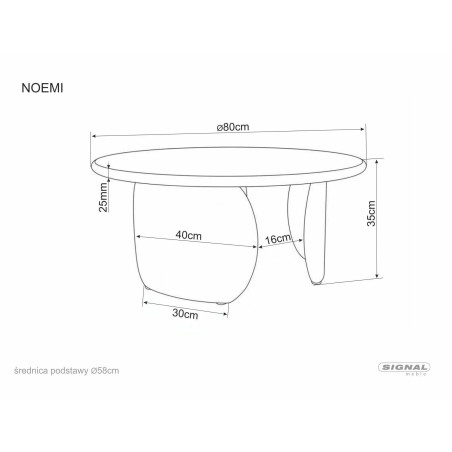 Stolik okrągły Noemi Signal 80cm | Japandi, Beż