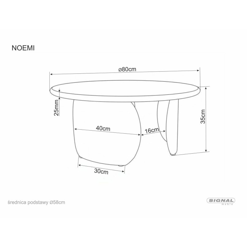 Stolik okrągły Noemi Signal | Japandi, 80cm, Ciemny Beż