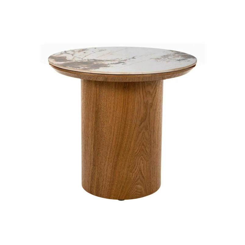 Stolik boczny Rondo Signal | Blat ceramiczny, dąb | 45cm