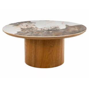 Stolik okrągły Rondo 80cm Signal | Blat ceramiczny, dąb