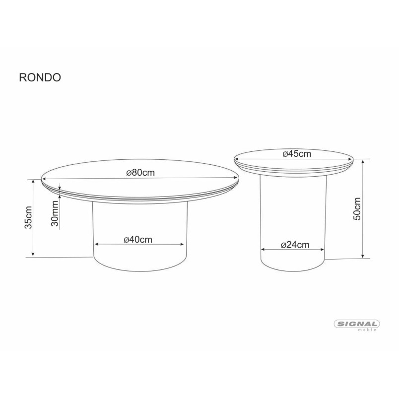 Stolik okrągły Rondo 80cm Signal | Blat ceramiczny, dąb