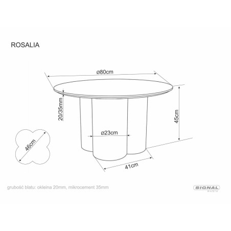 Stolik kawowy Rosalia Signal | Japandi, 80cm, Beż