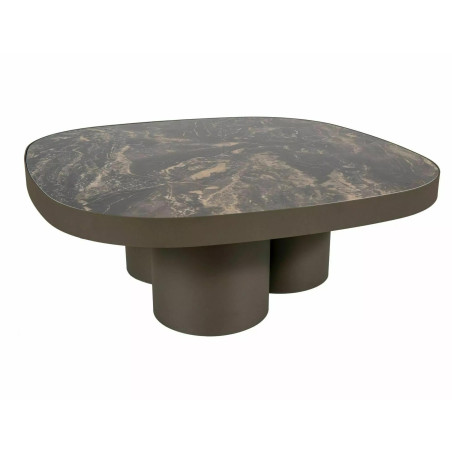 Stolik Stella Signal | Ceramiczny, 100x100cm | Czarny i Miedziany