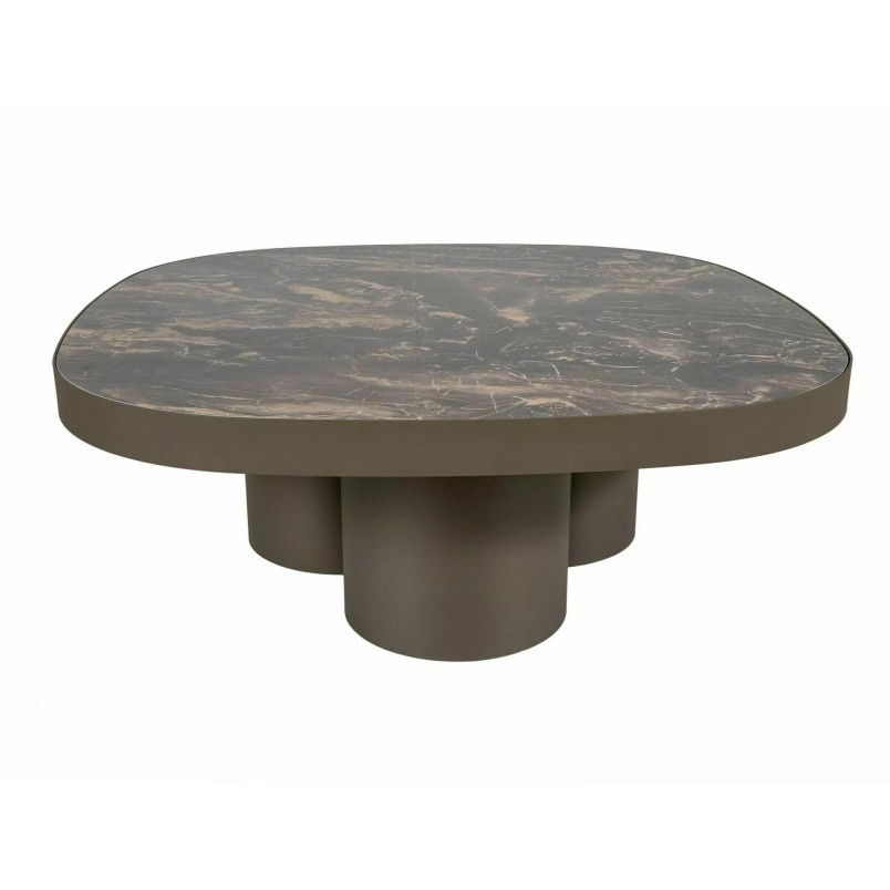 Stolik Stella Signal | Ceramiczny, 100x100cm | Czarny i Miedziany