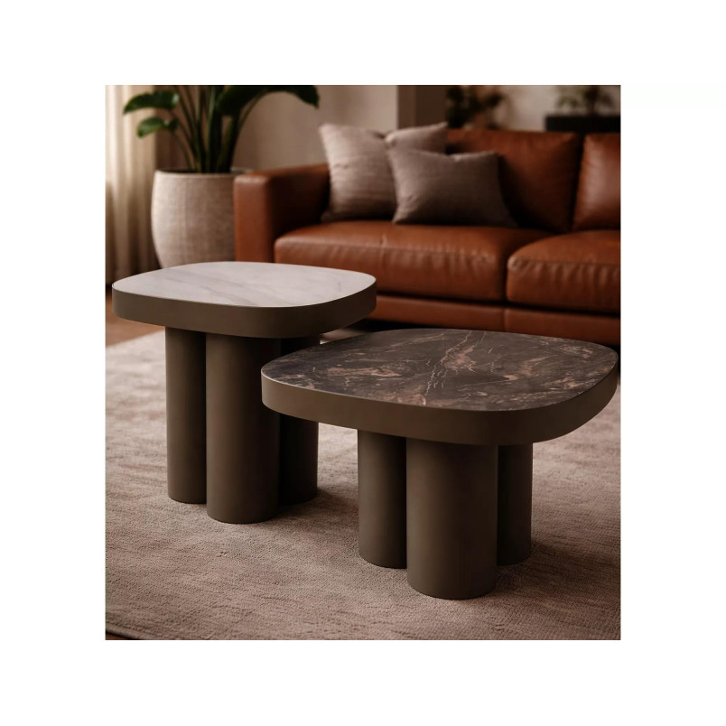 Stolik Stella B | Signal - Elegancki stolik ceramiczny 75x75cm