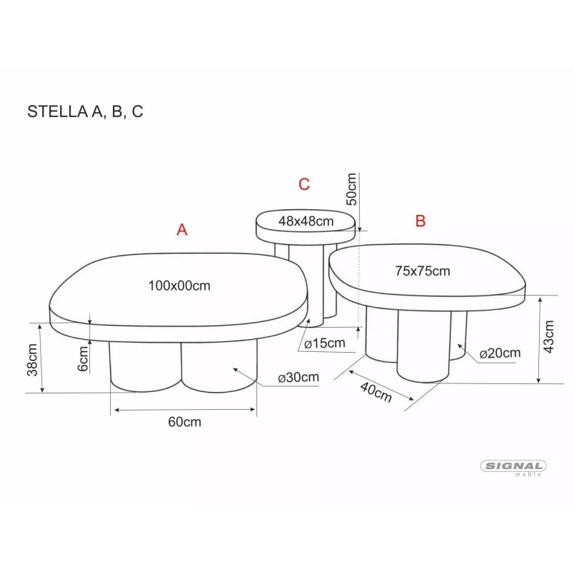 Stolik Stella B | Signal - Elegancki stolik ceramiczny 75x75cm