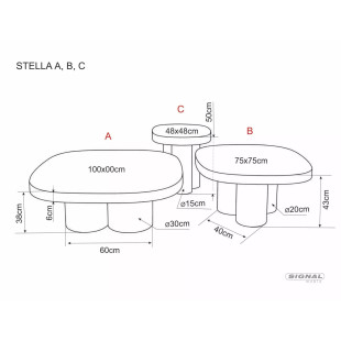 Stolik boczny Stella C Signal | Czarny, ceramiczny blat 48x48cm