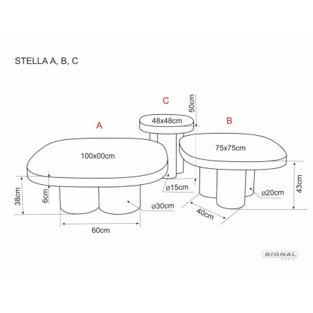 Stolik boczny Stella C Signal | Czarny, ceramiczny blat 48x48cm